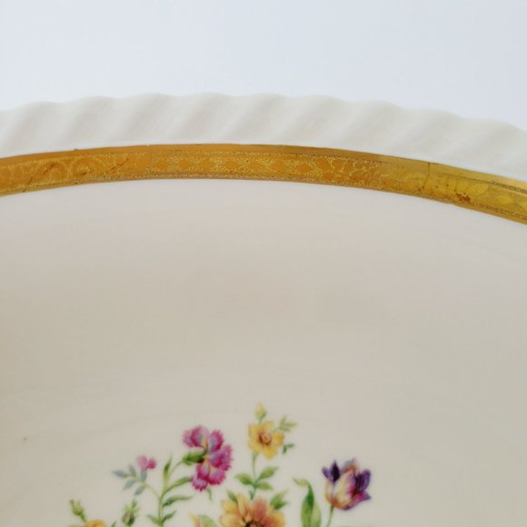 Krautheim Large Oval Platter La Marquise Selb Bavaria Gold Trim Floral Center - Picture 10 of 10